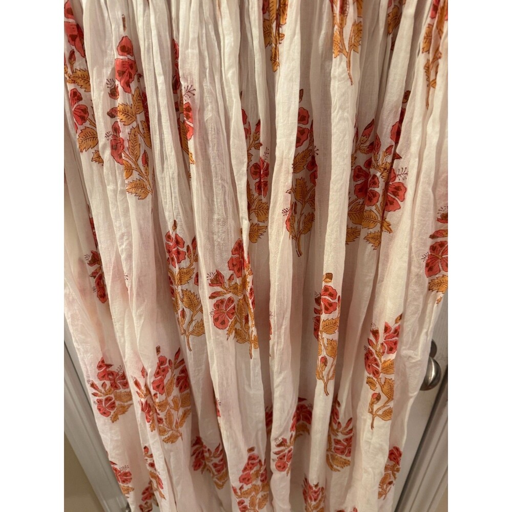 Dolma White Coral Floral Mylah Midi Dress Boho Cotton Hand Printed Sz L NWT - Picture 8 of 15